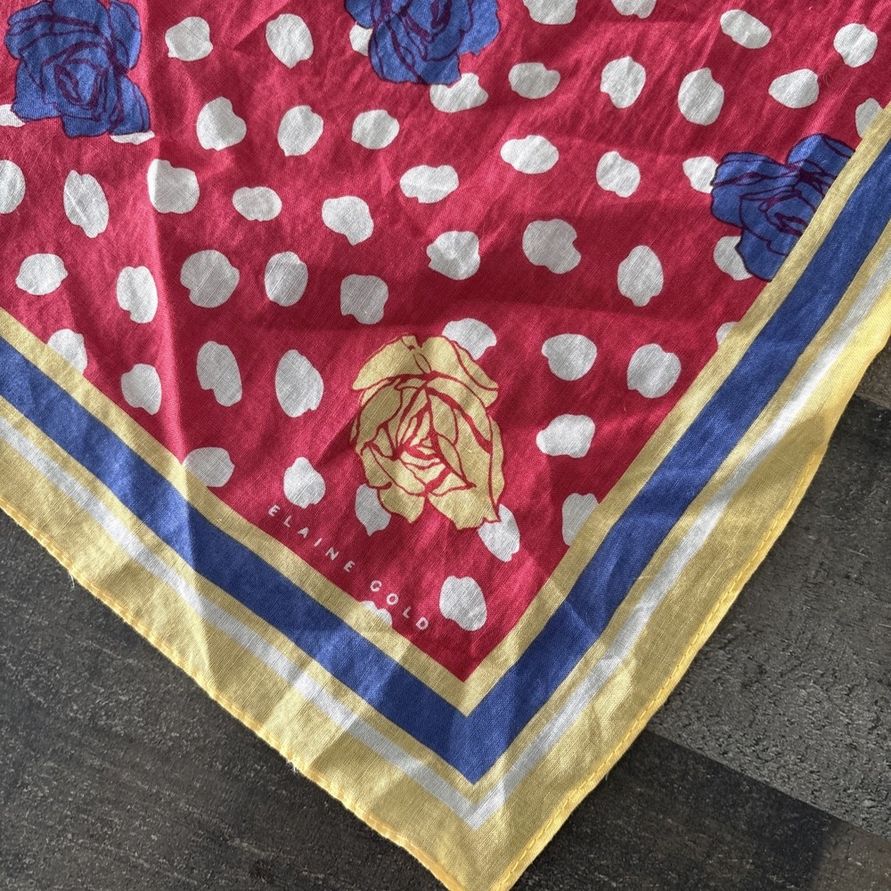 Elaine Gold Floral Spring Summer Square Scarf Cottagecore 100% cotton Japan